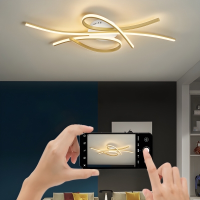 Modern Flush Mount Ceiling Light with Remote Control Dimming and Silica Gel Ambient Shade