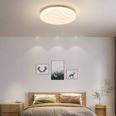 Modern LED Bulb Wood Close To Ceiling Light with Acrylic Shade for Residential Use