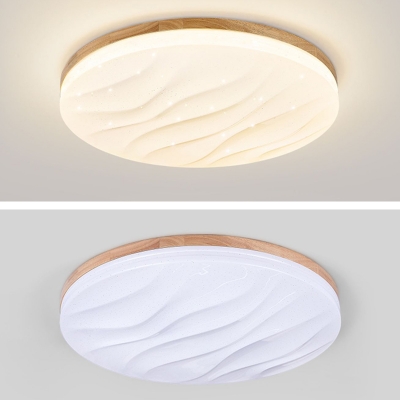 Modern LED Bulb Wood Close To Ceiling Light with Acrylic Shade for Residential Use
