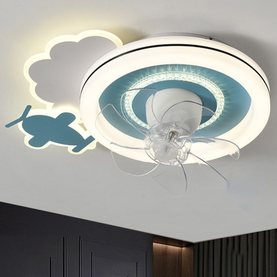 Modern Plastic Ceiling Fan with Remote Control and Stepless Dimming LED Light