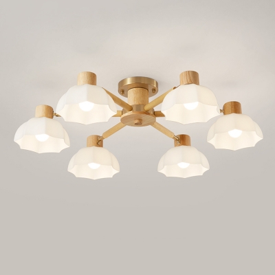 Modern Wood Chandelier with Acrylic Shades and LED/Incandescent/Fluorescent Light