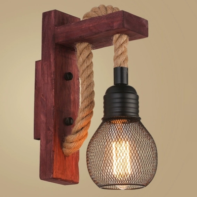 Modern Wood Wall Lamp with Downward LED Light and Shade Included