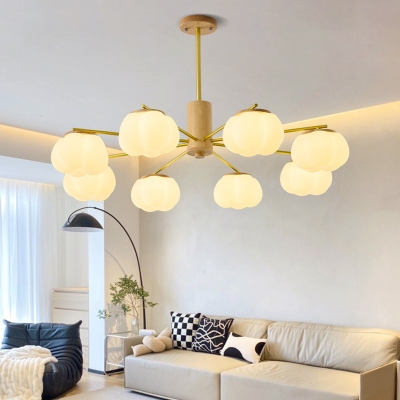 Sophisticated bi-pin LED chandelier in modern Resin and Wood design