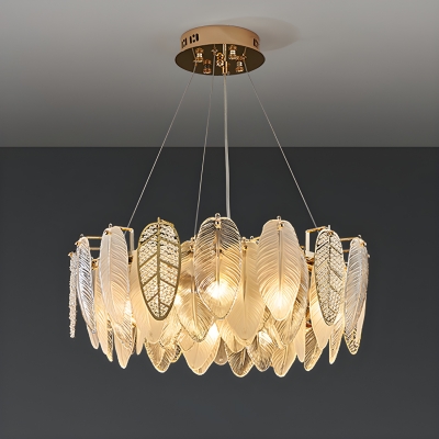 Clear Glass Shade Modern Chandelier in Gold LED Compatible with Adjustable Hanging Length