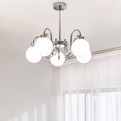 Contemporary Metal Chandelier with Bi-pin Lights and Opulent Glass Shades