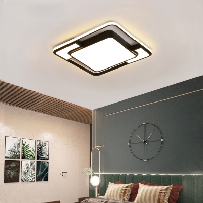Modern Black Metal Flush Mount Ceiling Light with LED Bulbs - Stylish and Energy-Saving