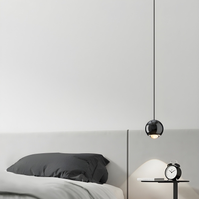 Modern LED Metal Pendant Light with Glass Shade and Adjustable Hanging Length