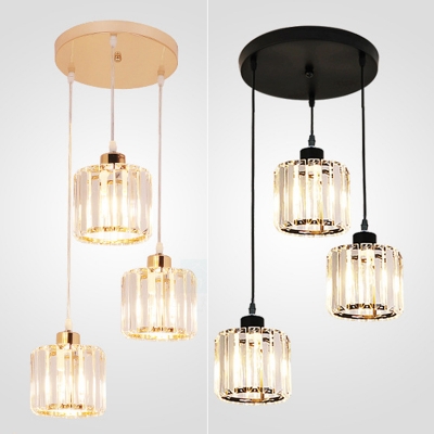 Modern Metal Pendant with Crystal Shade and Adjustable Hanging Length - Set of 3