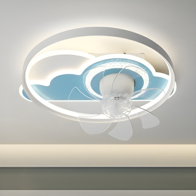 Modern Remote Control Ceiling Fan with Stepless Dimming, Plastic Material, 7 ABS Plastic Blades