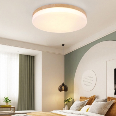 Modern Wood Flush Mount LED Bedroom Ceiling Light for Living Room