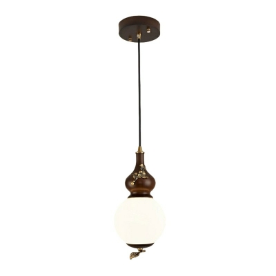 Modern Wood Pendant Light with Glass Shade and Adjustable Hanging Length