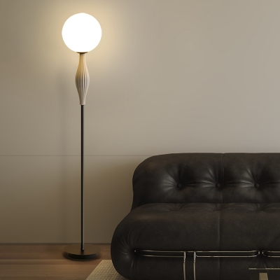 Sleek Modern White Resin Floor Lamp with Dimmable Bi-pin Light for Residential Use