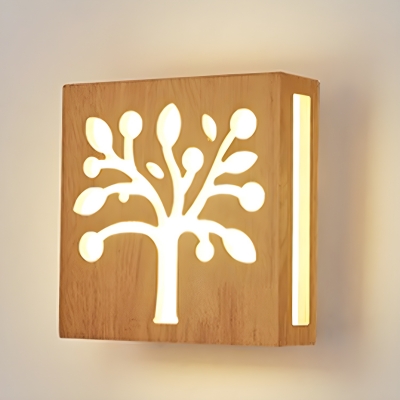 Wooden Modern 1-Light LED Wall Sconce with Acrylic White Shade