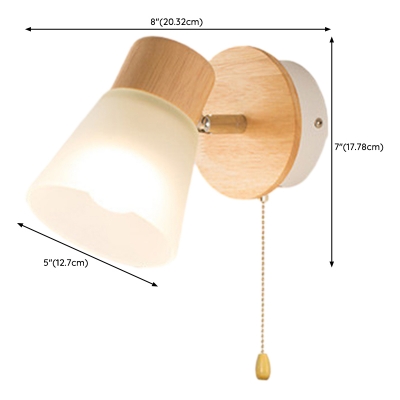 American Designs 1-Light Hardwired Wood Wall Sconce with Frosted Glass Shade