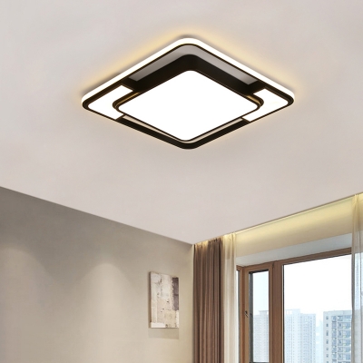 Modern Black Metal Flush Mount Ceiling Light with LED Bulbs - Stylish and Energy-Saving