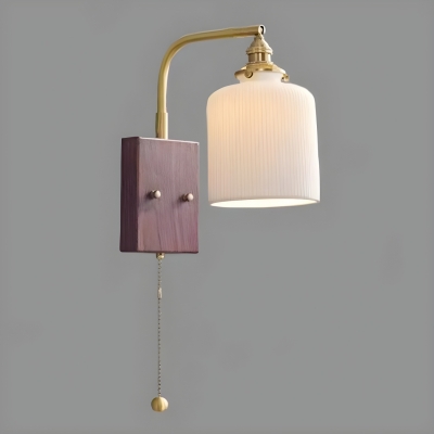 Modern Ceramic Shade Pull Chain Wall Lamp for Indoor Use in Gold