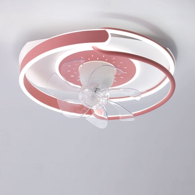 Modern Flushmount Ceiling Fan with Dimmable LED Light and Remote Control