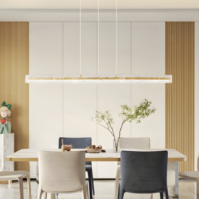 Modern LED Island Light Fixture with Adjustable Hanging Length and Glass Shade