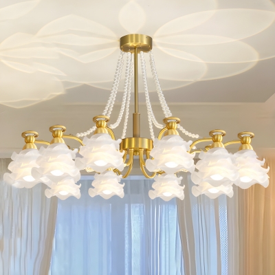 Modern Metal Chandelier in White with Glass Shades and LED Lights