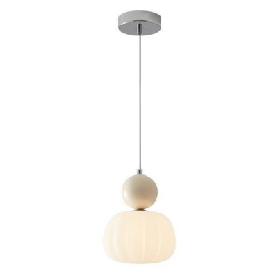Modern Metal Pendant with Adjustable Hanging Length and Acrylic Shade in White