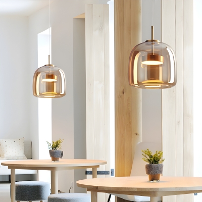 Modern Metal Pendant with Clear Glass Shade and Adjustable Hanging Length for Residential Use