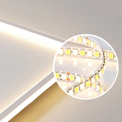 Modern White Flush Mount Ceiling Light with 3 Color LED Bulbs, Metal Material
