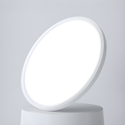 Plastic Modern LED Flush Mount Ceiling Light with 3 Color Light and White Shade for Residential Use
