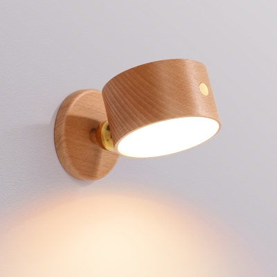 Rechargeable Touch Control Wood Wall Lamp with Modern Style Plastic Shade