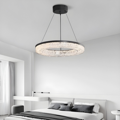 Sleek Black Modern Chandelier with Clear Acrylic Shade Material and Adjustable Hanging Length