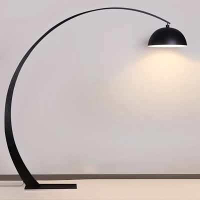 Contemporary Plug-In Electric Floor Lamp with Metal Dome Shade