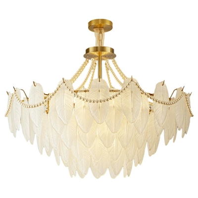 Modern Gold Chandelier with Clear Glass Shades & Adjustable Hanging Length