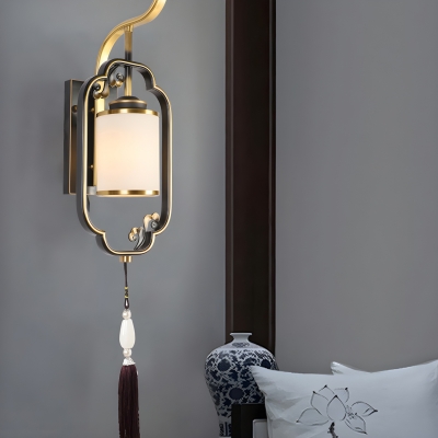 Modern Metal LED 1-Light Wall Sconce with Glass Shade for Living Room