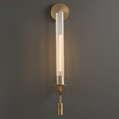 Modern Ribbed Glass Wall Sconce with LED Light - Stylish Lighting Fixture for Contemporary Homes