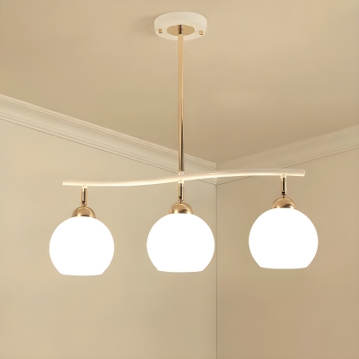 Modern White Glass Island Light - LED/Incandescent/Fluorescent - Adjustable Hanging Length