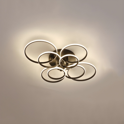 Semi-Flush Mount Modern LED Ceiling Light with Remote Control Stepless Dimming