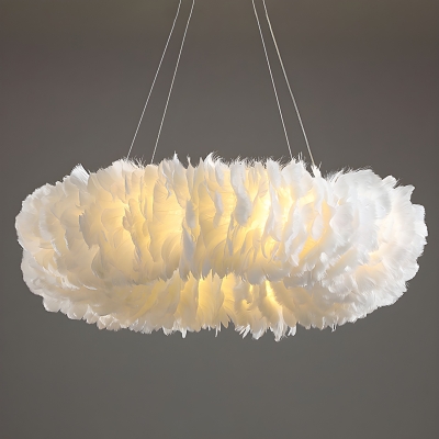 Stylish Feather Shade Chandelier with Adjustable Hanging Length for Modern Homes