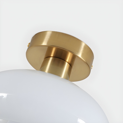White Glass Semi-Flush Mount Ceiling Light with Single LED/Incandescent/Fluorescent Bulb