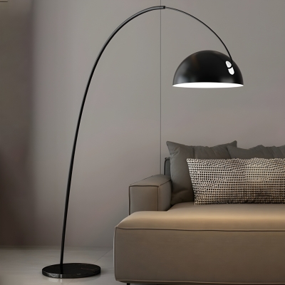 Black Modern Stone Floor Lamp, Foot Switch-Dimmable Fixture for Incandescent/LED, Residential Use