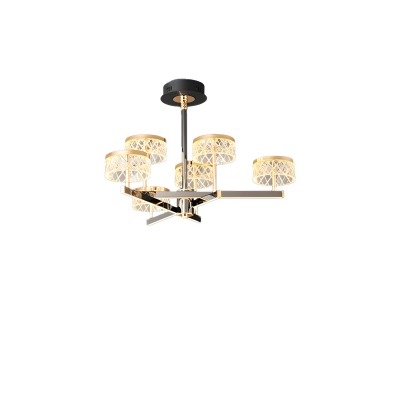 Contemporary Metal Chandelier with Adjustable LED Lighting and Acrylic Shades