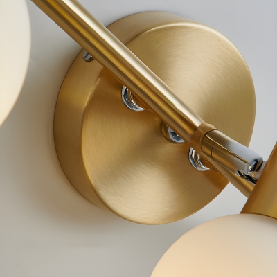 Elegant Gold Metal Vanity Light Fixture with White Glass Shade and Energy-efficient LED Bulbs