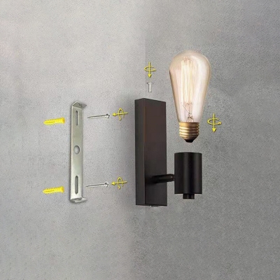 Eye-Catching Industrial Style Black Metal Wall Sconce with LED/Incandescent/Fluorescent Lighting