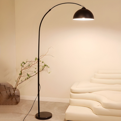 Modern Black Metal Adjustable Height Floor Lamp with Rocker Switch for Residential Use