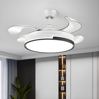 Modern Ceiling Fan with Dimmable Light, 4 ABS Plastic Blades in Third Gear Temperature