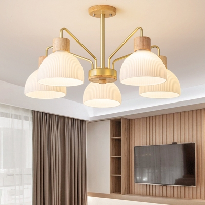 Modern Chandelier with White Glass Shades and LED Light for Residential Use