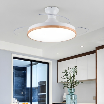 Modern Clear Acrylic Flushmount Ceiling Fan with Integrated LED Light and Remote Control
