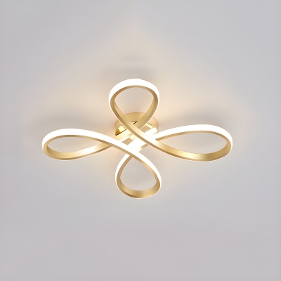 Modern Gold Semi-Flush Mount Ceiling Light with White Silica Gel Shade - Ideal for Residential Use