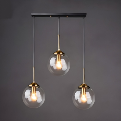Modern Metal Pendant Lights with Clear Glass Shade and Adjustable Hanging Length