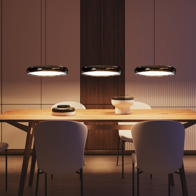 Modern Three-Light Pendant with Adjustable Hanging Length and Iron Shade