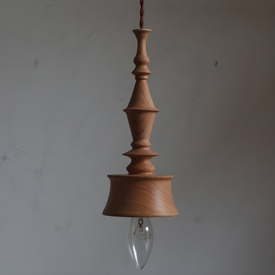 Modern Walnut Wood Pendant Light with Adjustable Hanging Length