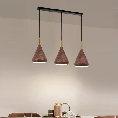 Modern Wooden Pendant Light with Adjustable Hanging Length and Metal Shade for Residential Use